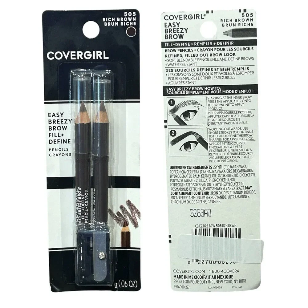 3x CoverGirl Easy Breezy Brow Fill Eye Pencils 510 505 500
